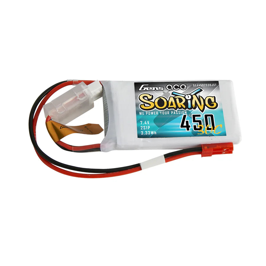 Gens ace Soaring 450mAh 7.4V 30C 2S1P med JST Stik