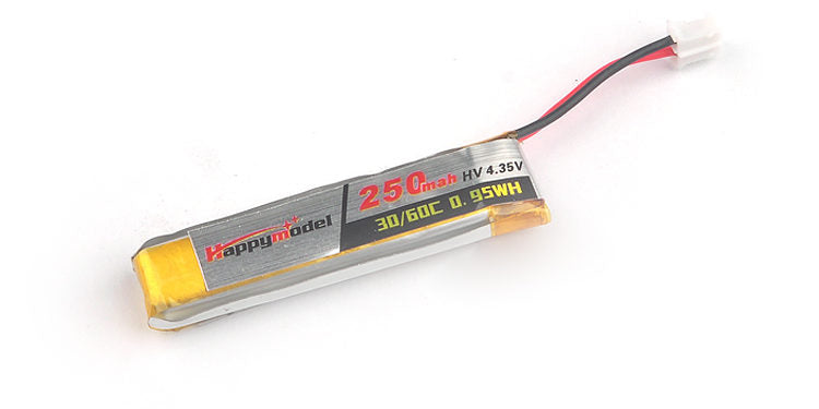Batteri 250mAh-1S med PH 2.0 stik.