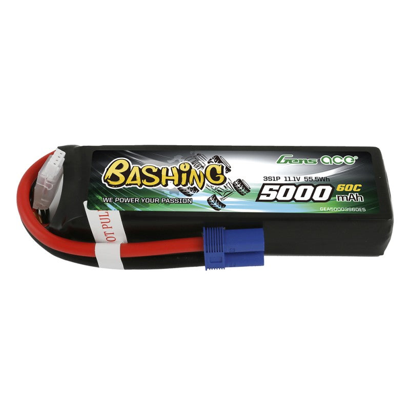 Gens ace 5000mAh 11.1V 60C Lipo batteri med EC5 stik.
