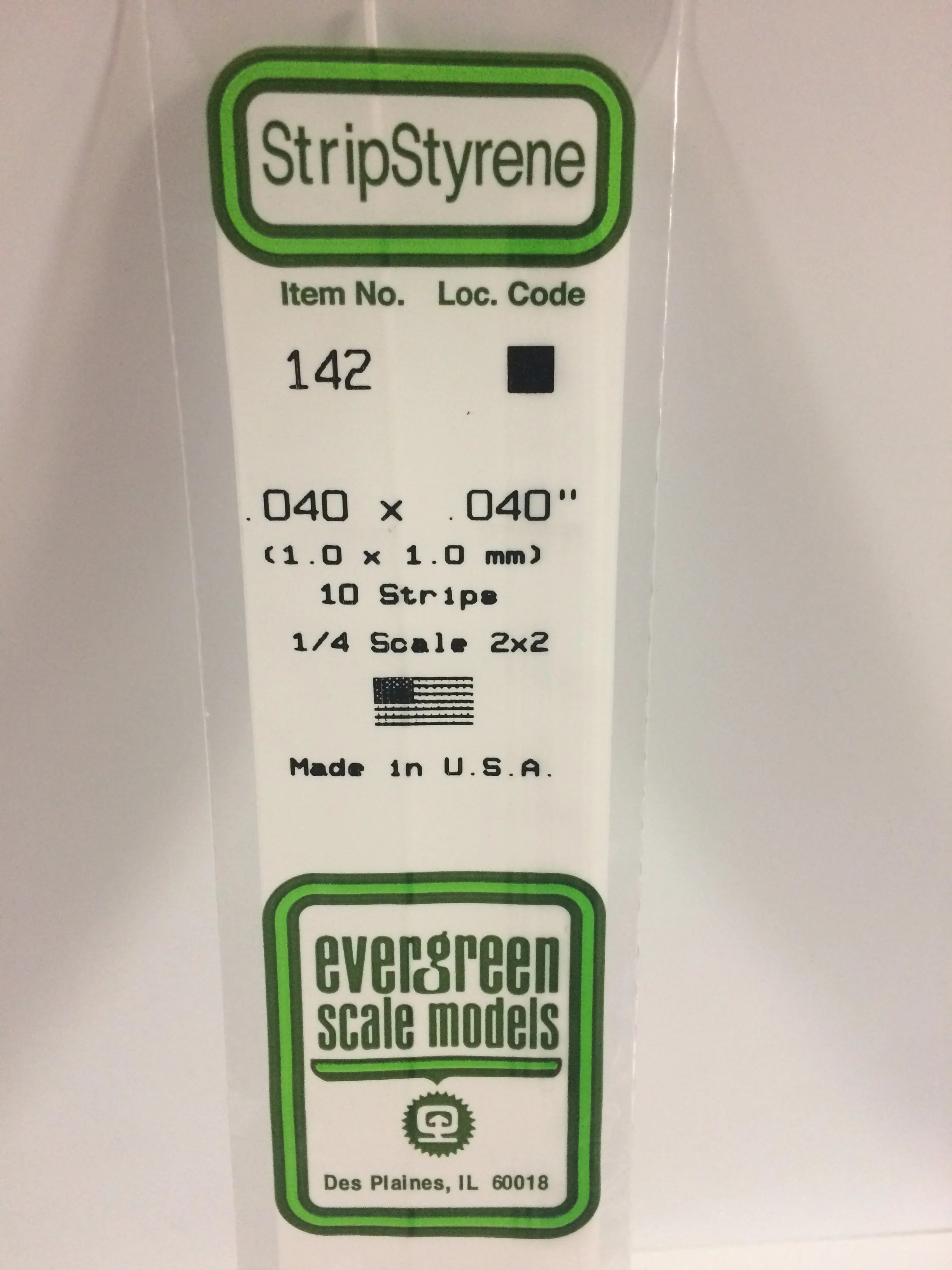 Polystyrene Strip fra Evergreen .040 x .040" (1,0x1,0mm)