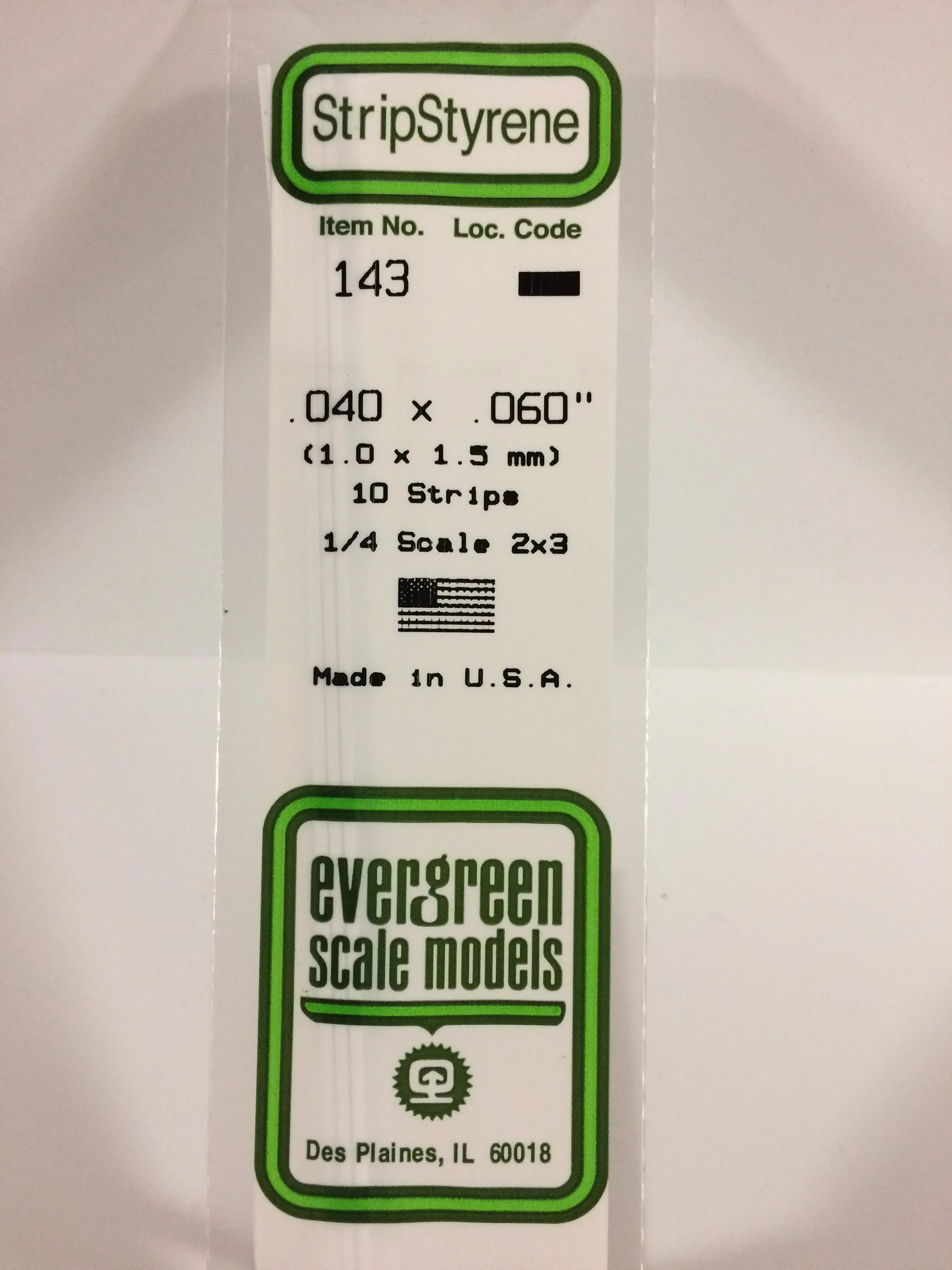 Polystyrene Strip fra Evergreen .040 x .060" (1,0x1,5mm)