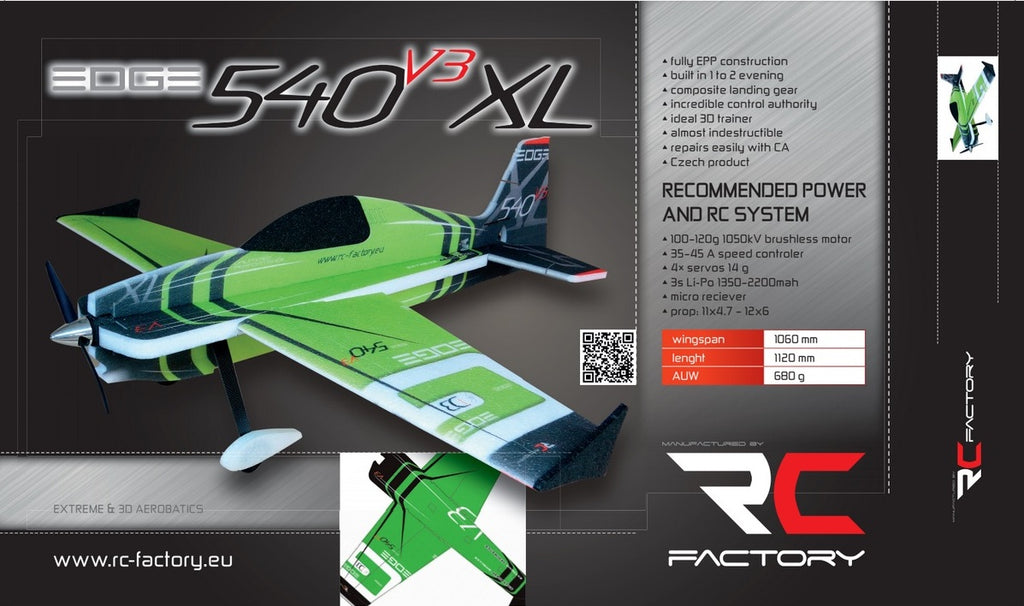EDGE 540 V3 XL, 43" 3D EPP model, Grøn