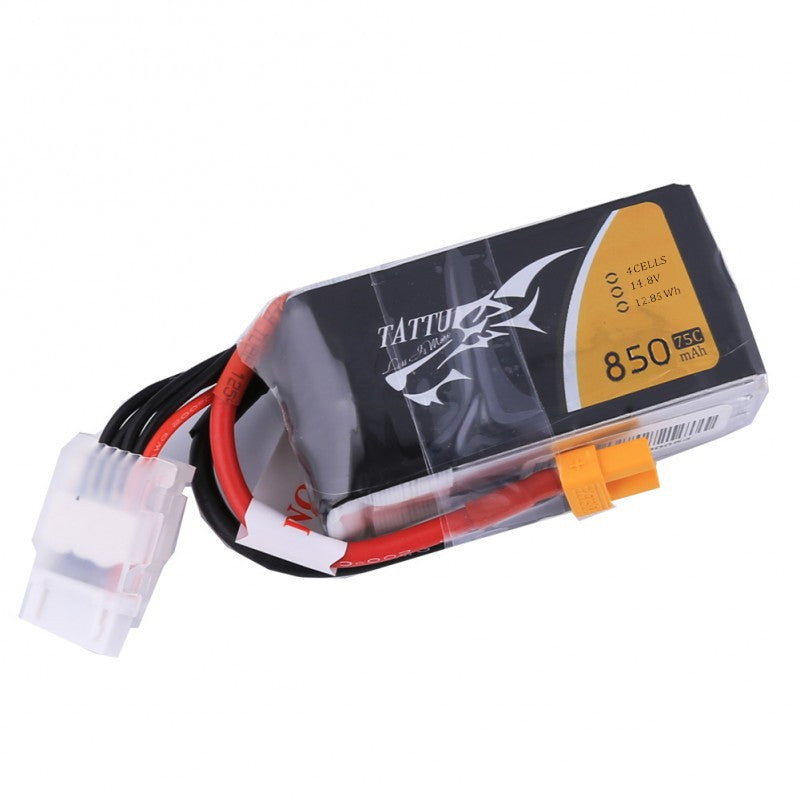 TATTU 850mAh 14.8V 75C 4S Lipo batteri, XT60 stik.