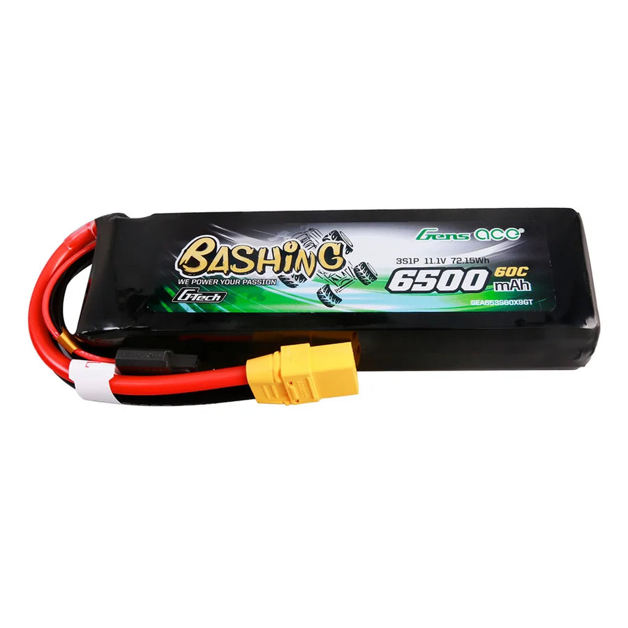 Gens ace Bashing 3S 6500mAh 11.1V 60C Lipo batteri med XT90 stik.