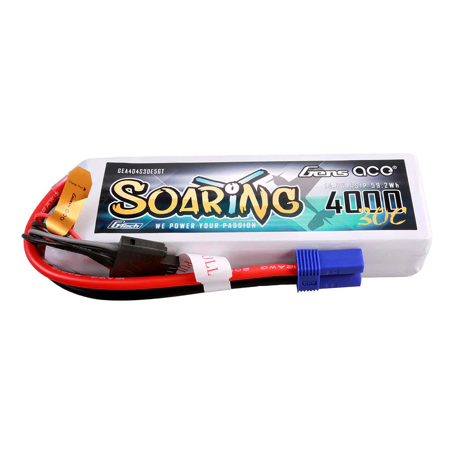Gens ace G- Tech Soaring 4000mAh 14.8V 30C Lipo batteri med EC5 stik.