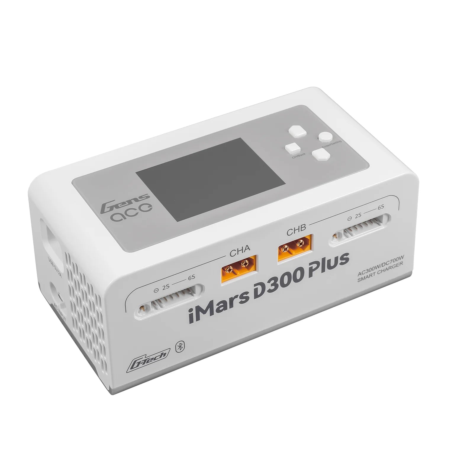 Gens ace iMars D300 Plus Smart Charger | Dual-Channel | G-tech, Hvid