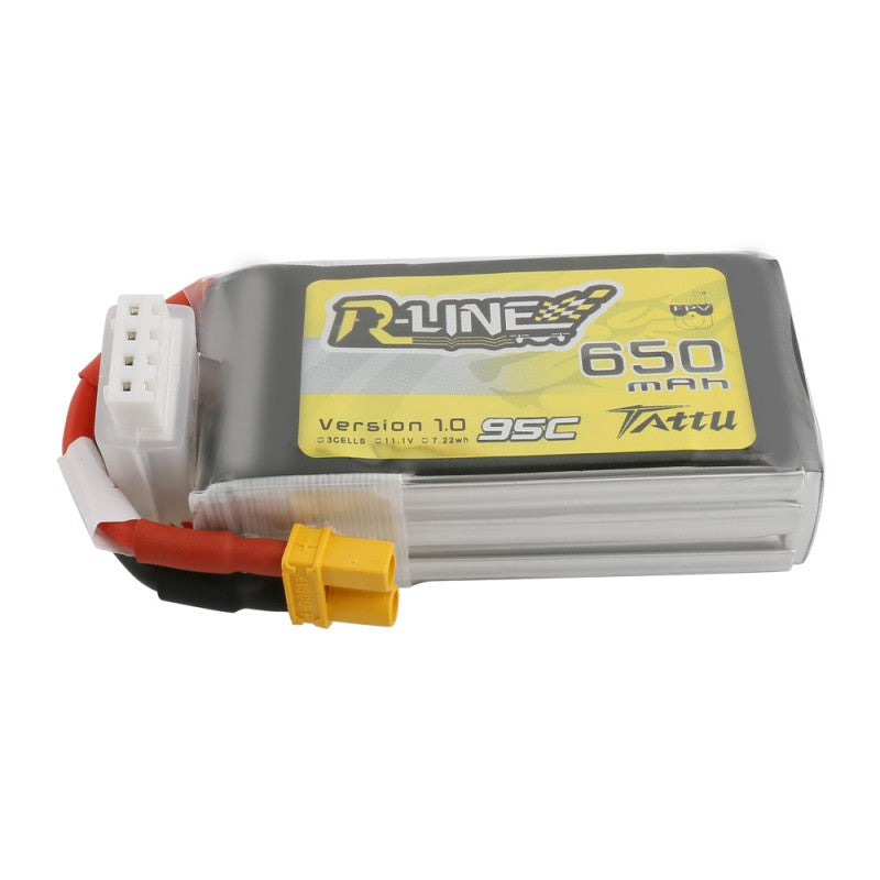 TATTU R-Line 650mAh 11.1V 95C 3S Lipo batteri, XT30 stik.