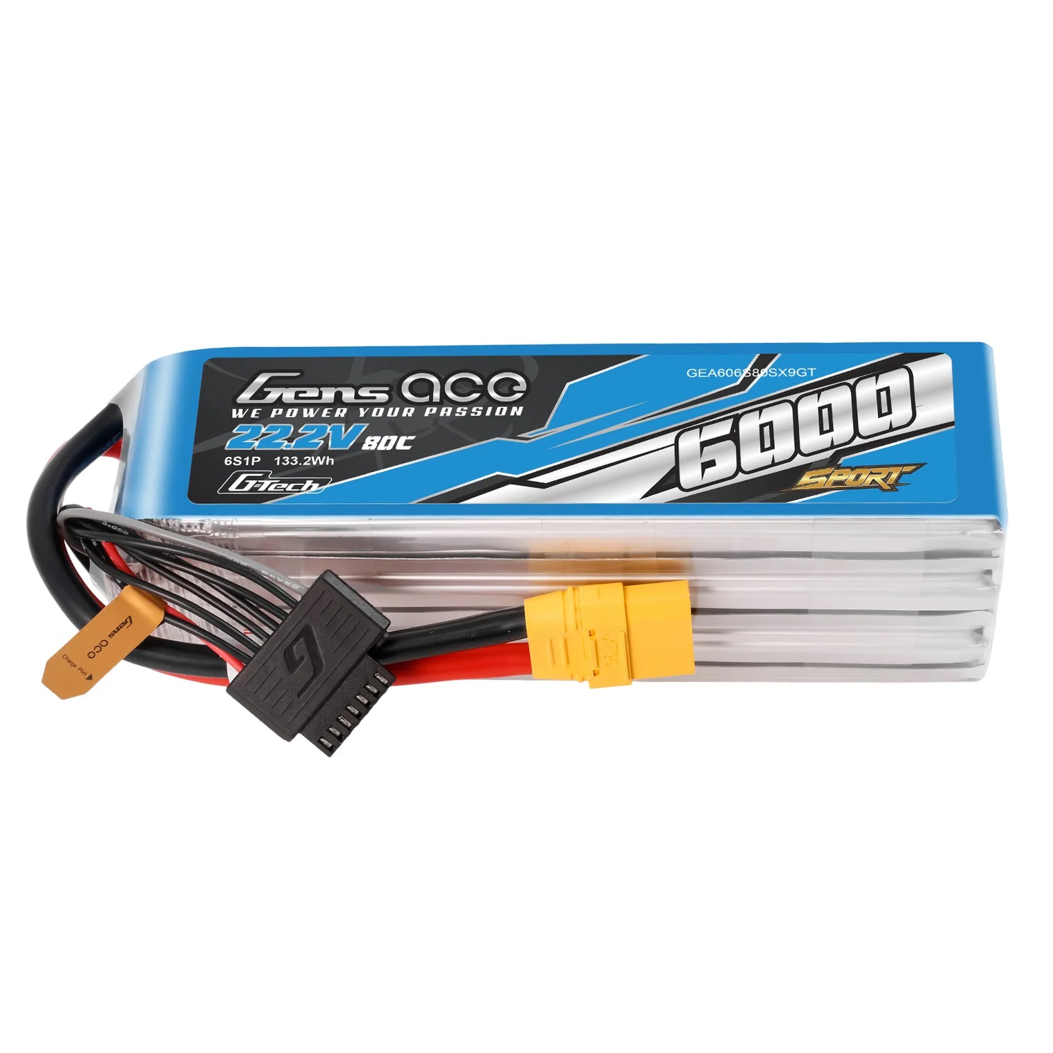 Gens Ace Sport G-Tech 6000mAh 22.2V 80C 6S1P Battery Pack with XT90 plug （700 Helicopter）
