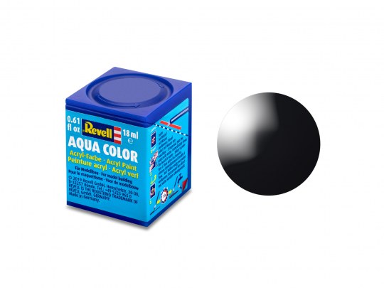 Revell Gloss Black (RAL 9005) Aqua Color Acrylic - 18 ml
