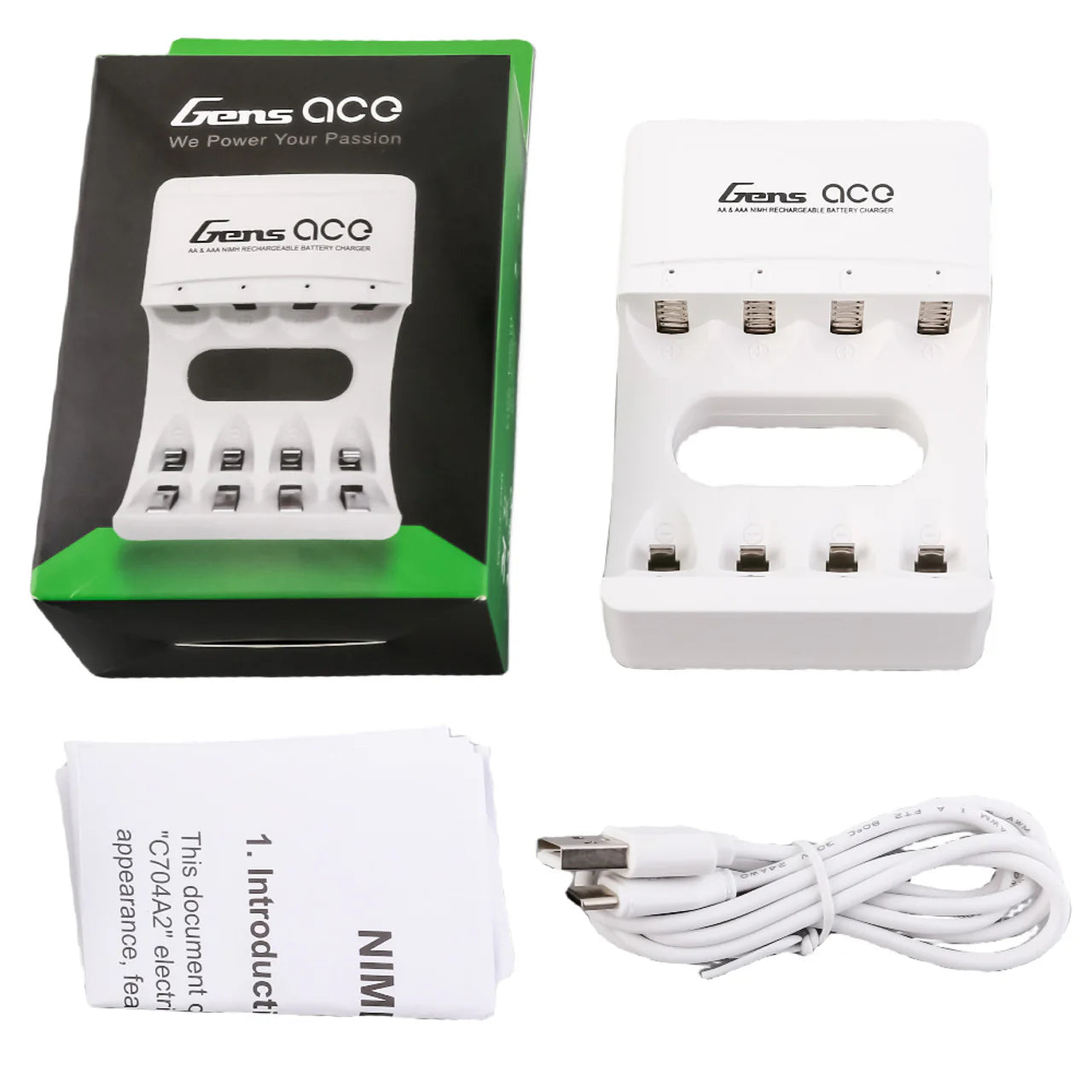 Gens Ace AA & AAA Nimh genopladelig batterioplader