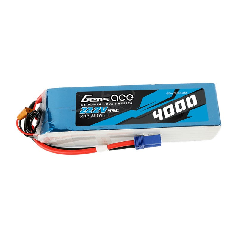Gens ace 4000mAh 22.2V 45C Lipo batteri med EC5 stik.