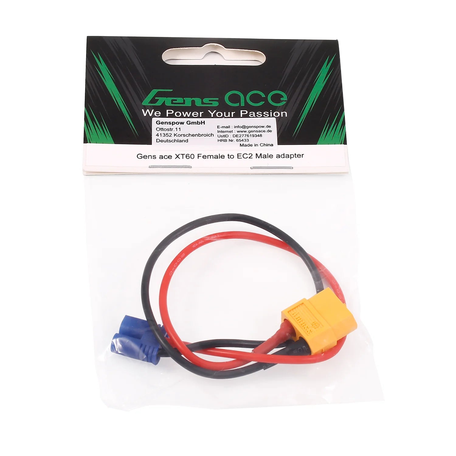Adapter med XT60 hun til EC2 han