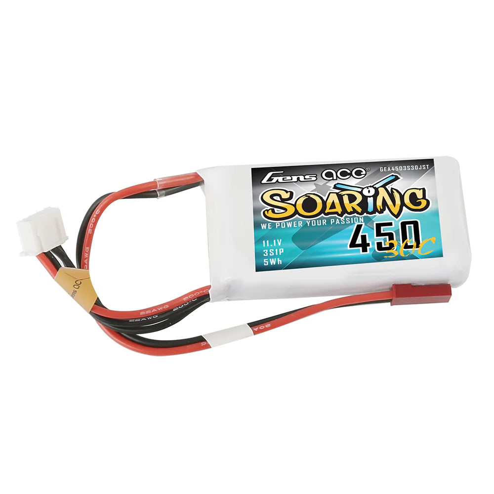 Gens ace Soaring 3S 450mAh 11.1V 30C med JST Stik