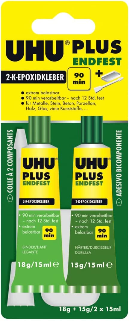 UHU PLUS EPOXY, 2x15 ml tuber, 90 minutter.