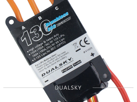Dualsky-130A-HV-ESC Version 2, børsteløs regulator. BESTILLINGSVARE