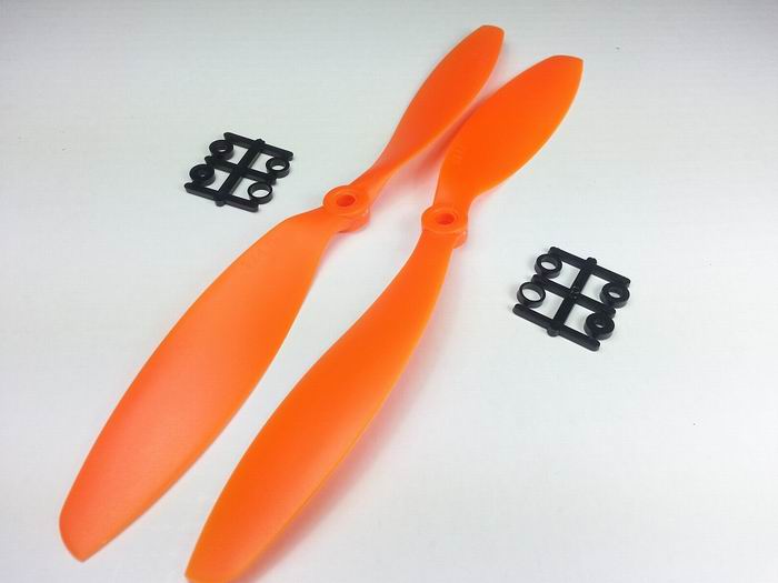 Gemfan 9x4,7 orange plastik propelsæt, 1 stk. CW og 1 stk. CCW.
