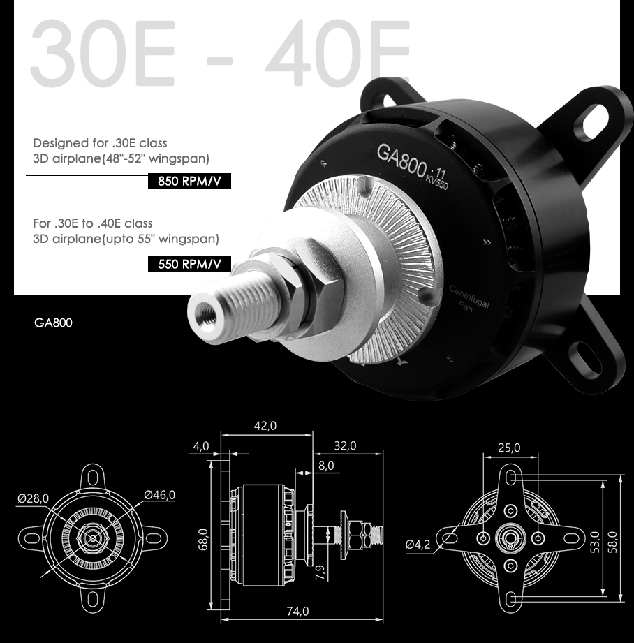 Dualsky GA800 V2, 850KV / 550KV