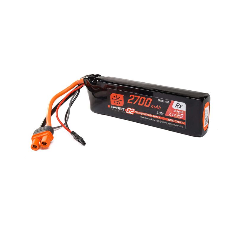 7.4V 2700mAh 2S 15C Smart G2 LiPo Receiver Battery: IC3