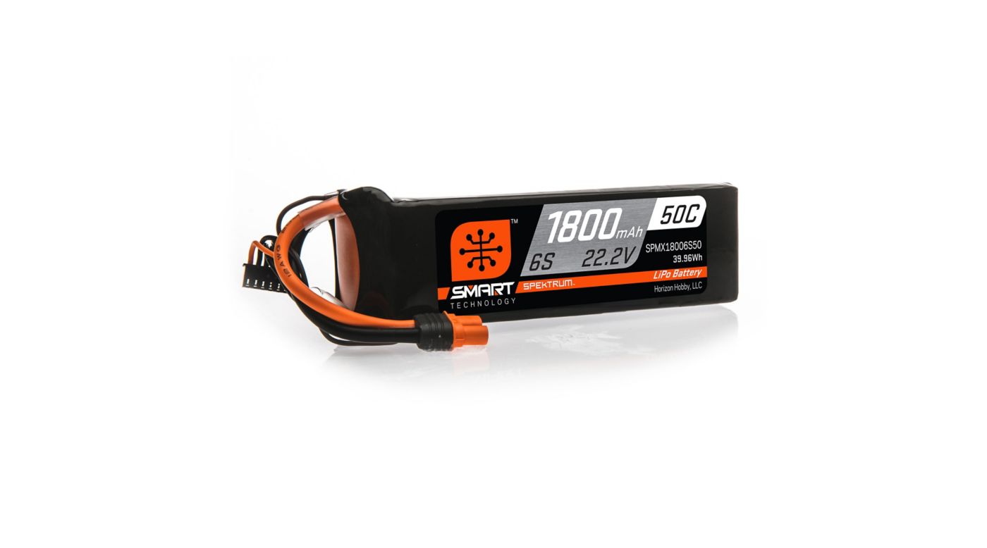 22.2V 1800mAh 6S 50C Smart LiPo Battery: IC3