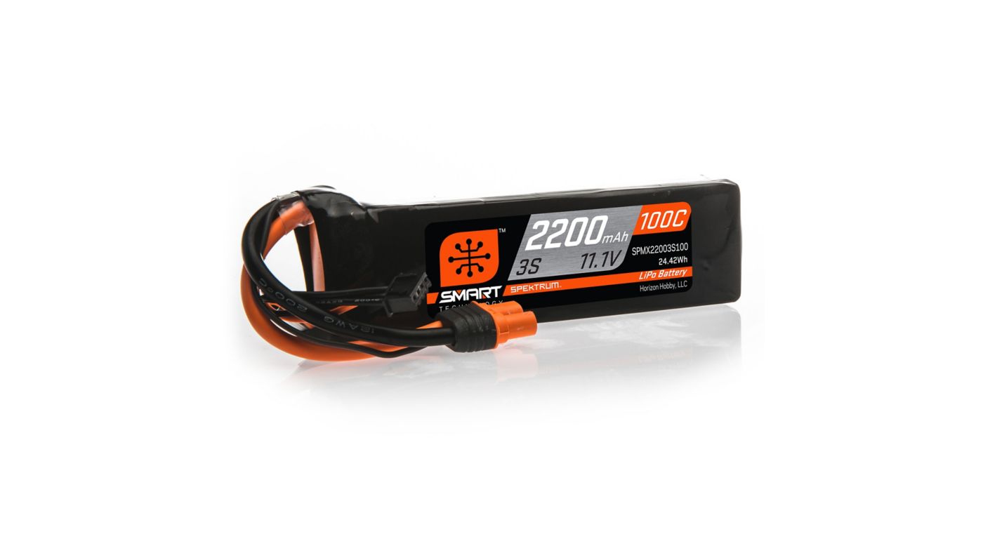 11.1V 2200mAh 3S 100C Smart LiPo Battery: IC3.
