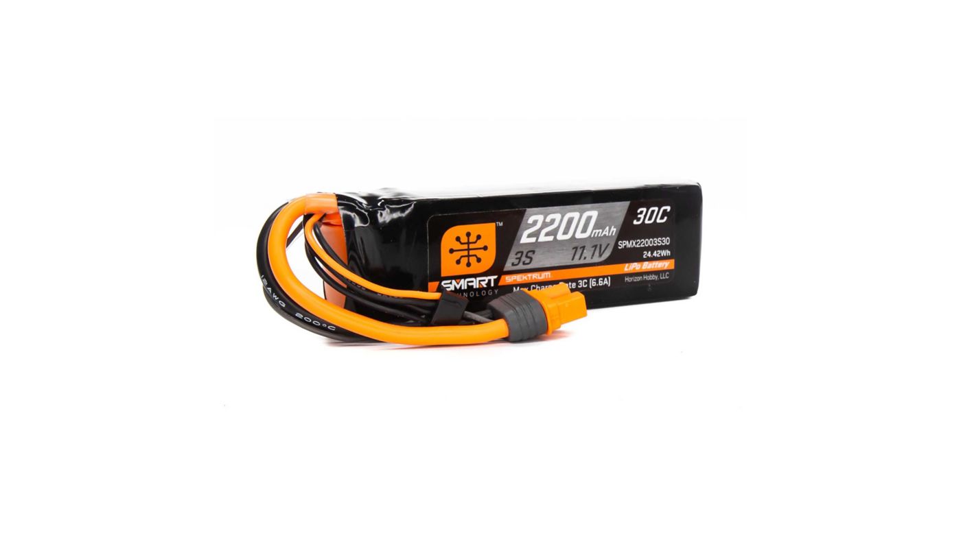 11.1V 2200mAh 3S 30C Smart LiPo Battery: IC3.