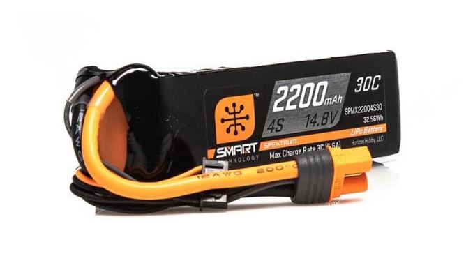 14.8V 2200mAh 4S 30C Smart LiPo Battery: IC3.