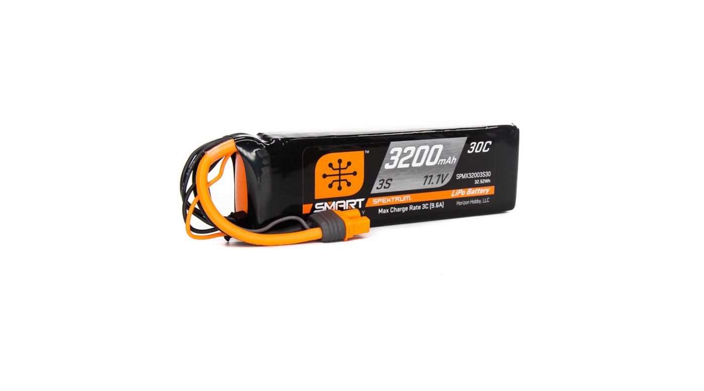 11.1V 3200mAh 3S 30C Smart LiPo Battery: IC3.