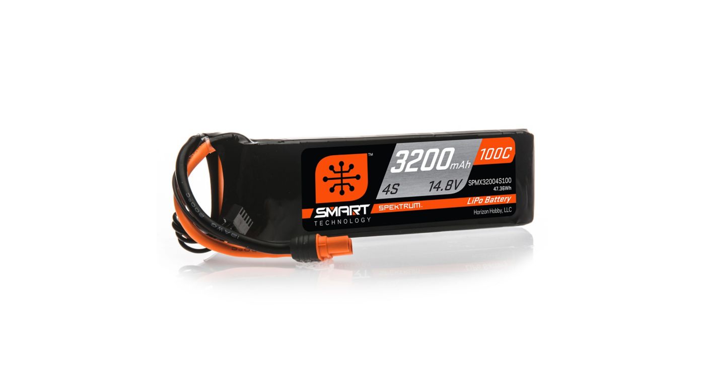 14.8V 3200mAh 4S 100C Smart LiPo Battery: IC3. BESTILLINGSVARE.