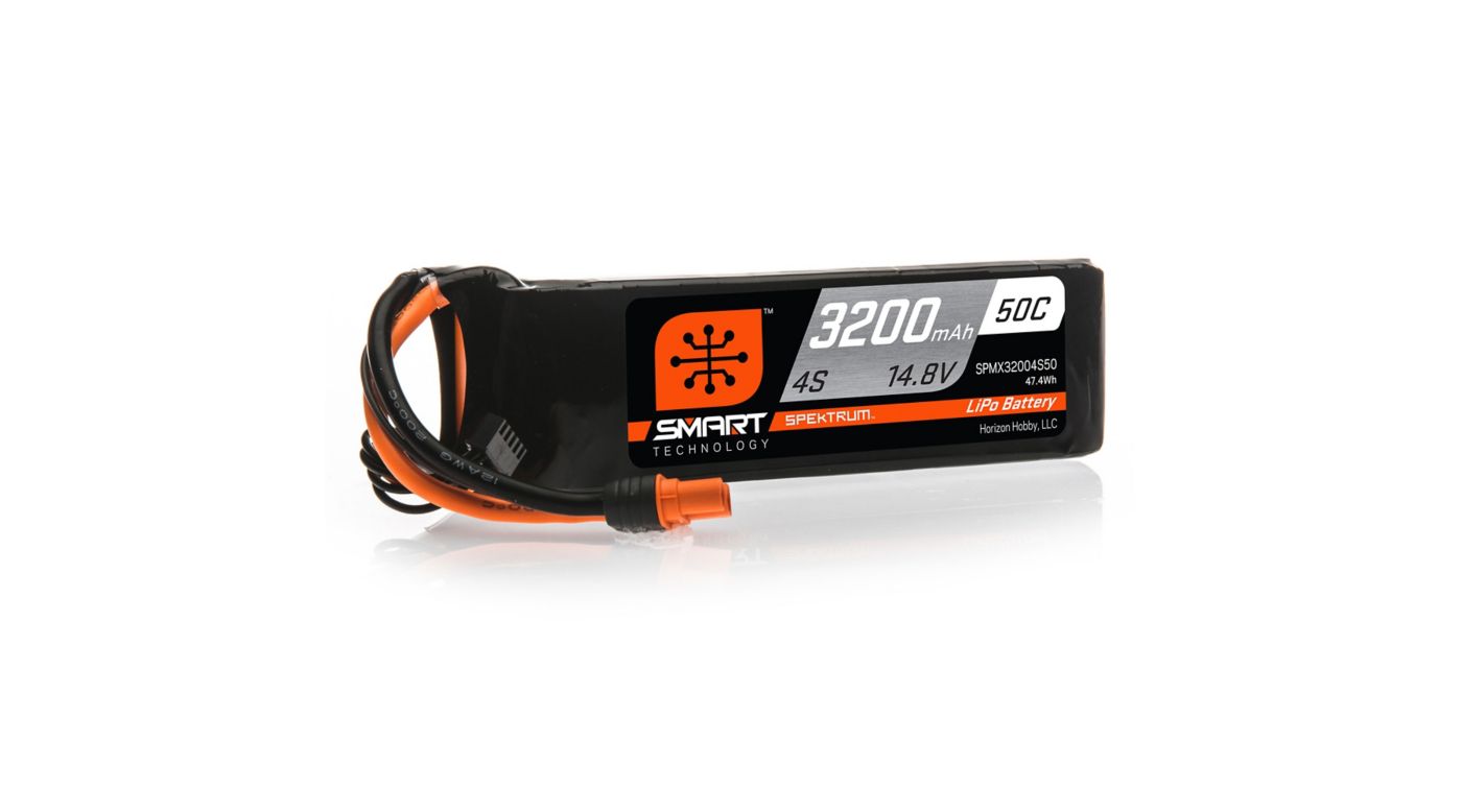 14.8V 3200mAh 4S 50C Smart LiPo Battery: IC3.
