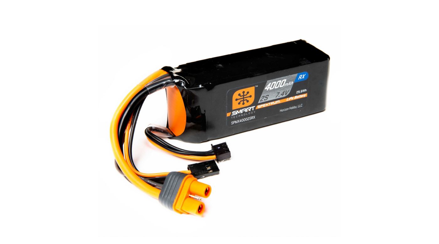 7.4V 4000mAh 2S 15C Smart LiPo Receiver Battery: Universal Receiver, IC3. BESTILLINGSVARE