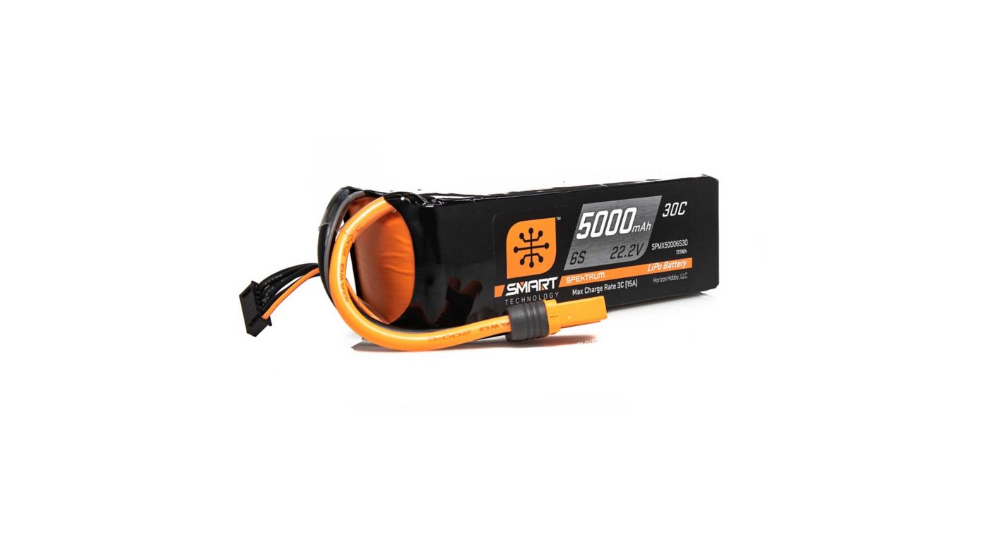 22.2V 5000mAh 6S 30C Smart LiPo Battery: IC5.