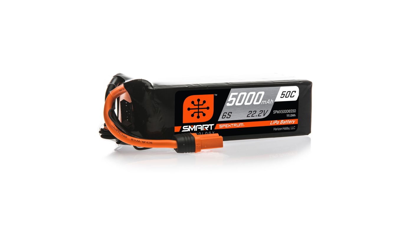 22.2V 5000mAh 6S 50C Smart LiPo Battery: IC5.