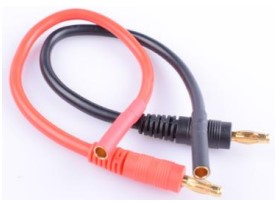 Ladekabel med 4mm guldstik 14AWG 30cm