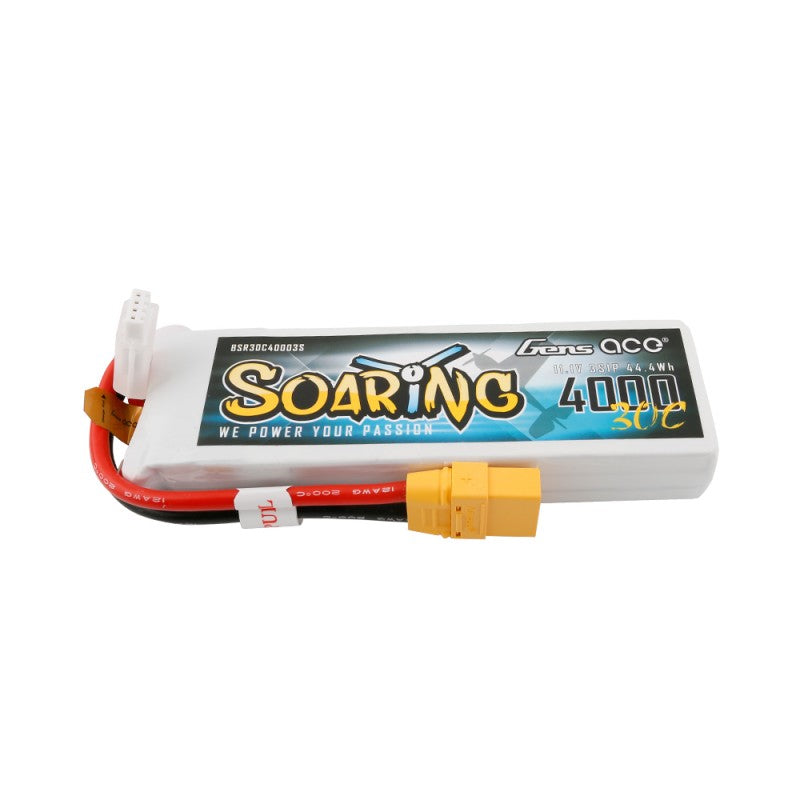 Gens ace Soaring 4000mAh 11.1V 30C Lipo batteri med XT90 stik.