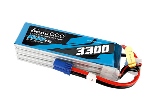 Gens ace 3300mAh 22.2V 45C Lipo batteri, EC5 stik.