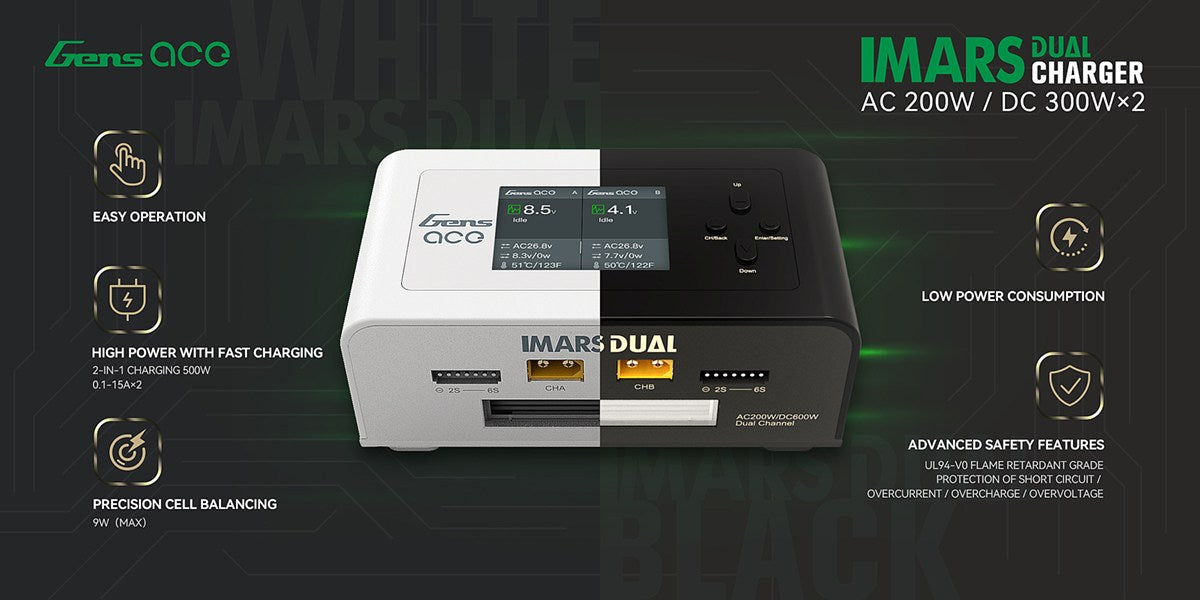 GensAce Imars Dual Channel AC200W/DC300Wx2 Smart Balance RC Charger