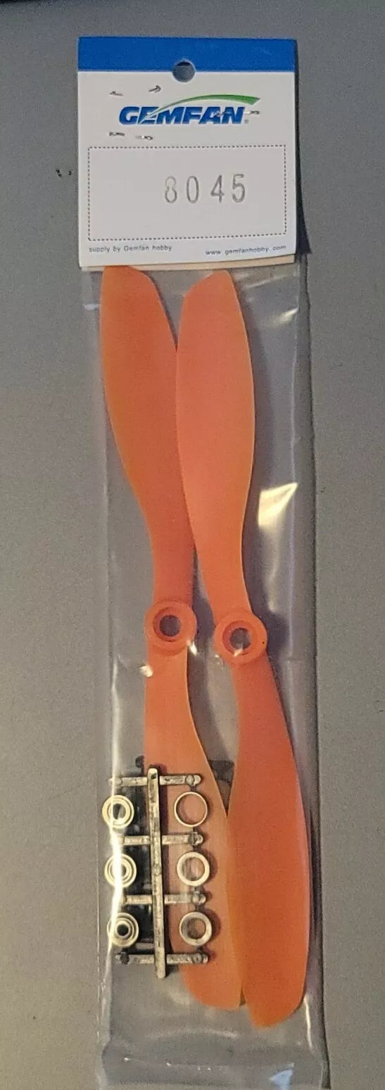 Gemfan 8x4,5 orange plastik propelsæt, 1 stk. CW og 1 stk. CCW.